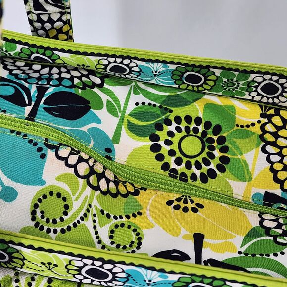 Vera Bradley Retired Limes Up Green Large Weekender Get Going Tote Bag RARE - Picture 8 of 11
